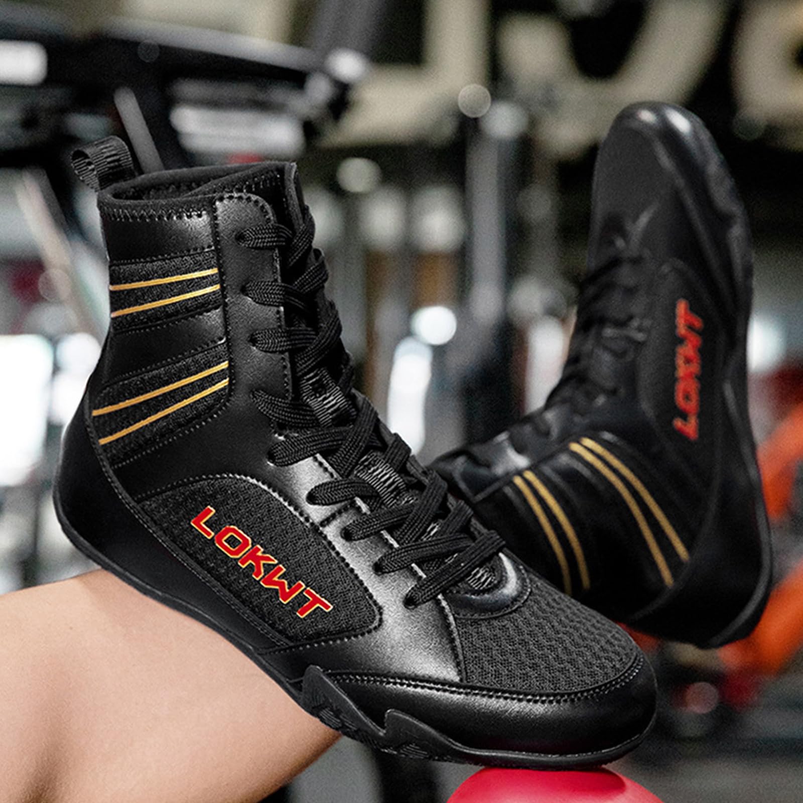 Zapatos de Boxeo para Hombres Zapatos de Lucha Libre Kickboxing, Boxeadores, Entrenadores, Artes Marciales Transpirables Culturismo Botas de Boxeo