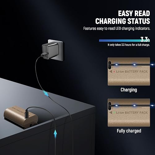 Miniatura 4 de Neewer Batería de repuesto LP-E6P LP-E6 LP-E6N LP-E6NH de 2200mAh, completamente recargada en 3.3H, compatible con Canon EOS R5 Mark II EOS R5 EOS