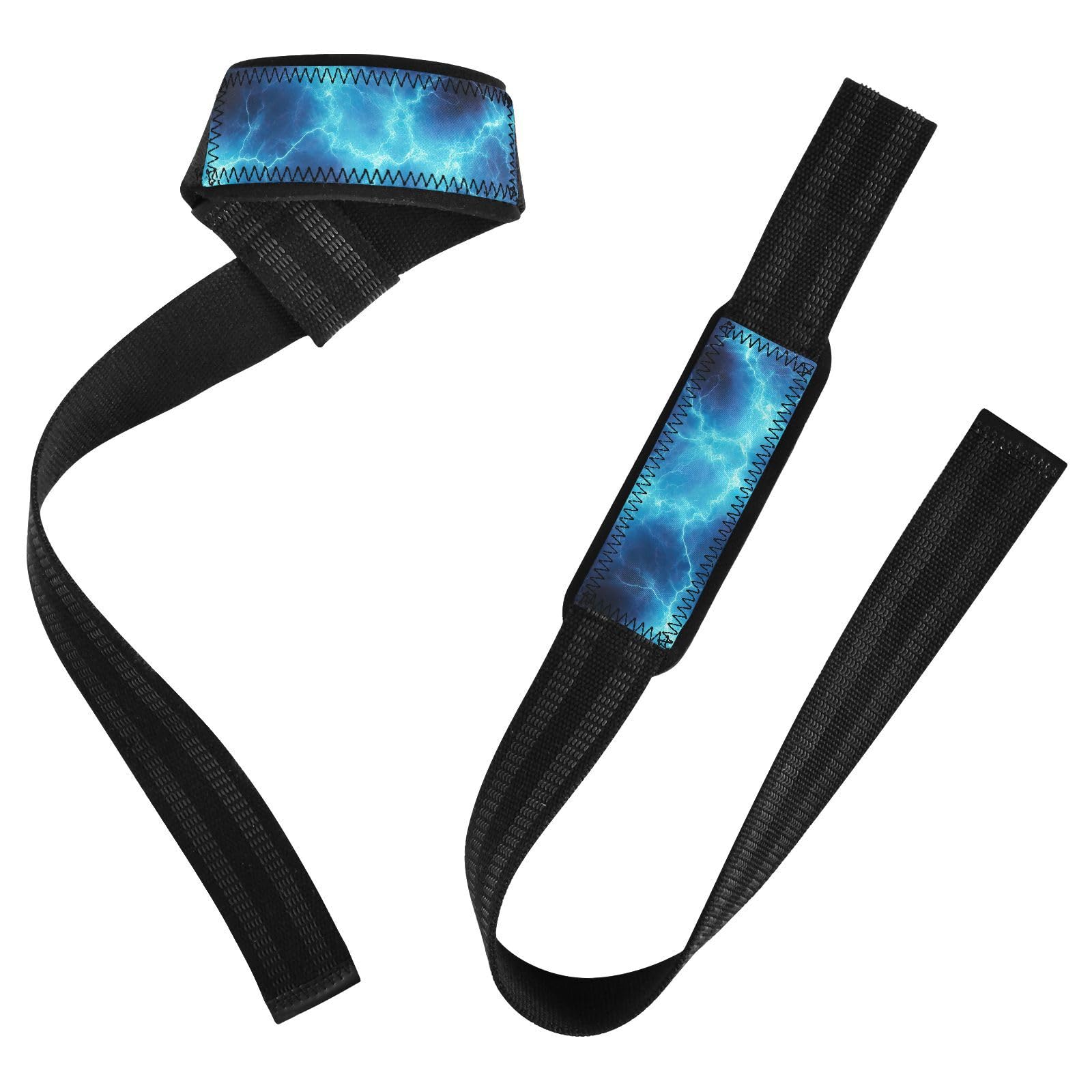 Nander Blue Lightning Wrist Straps for Weightlifting,Lifting Straps with Neoprene Cushioned Wrist Padded and Anti-Skid Silicone for Strength Training,Bodybuilding,Deadlifting