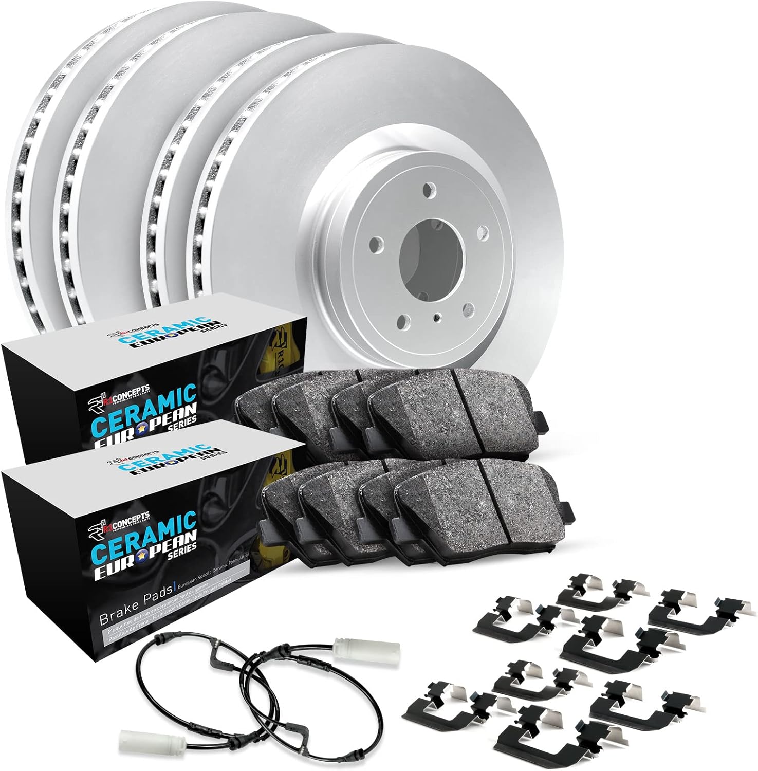 R1 Concepts Front Rear Brakes and Rotors Kit Front Rear Brake pads Brake Rotors