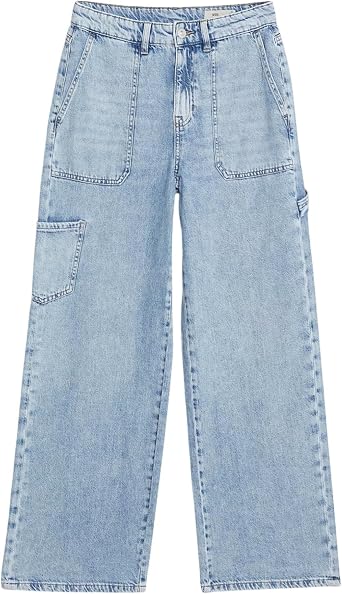 EX M&S Womens Relaxed High Waisted Carpenter Wide Leg Jeans Marks and Spencer Ladies Denim Pants All Waist Leg Sizes UK 10-24