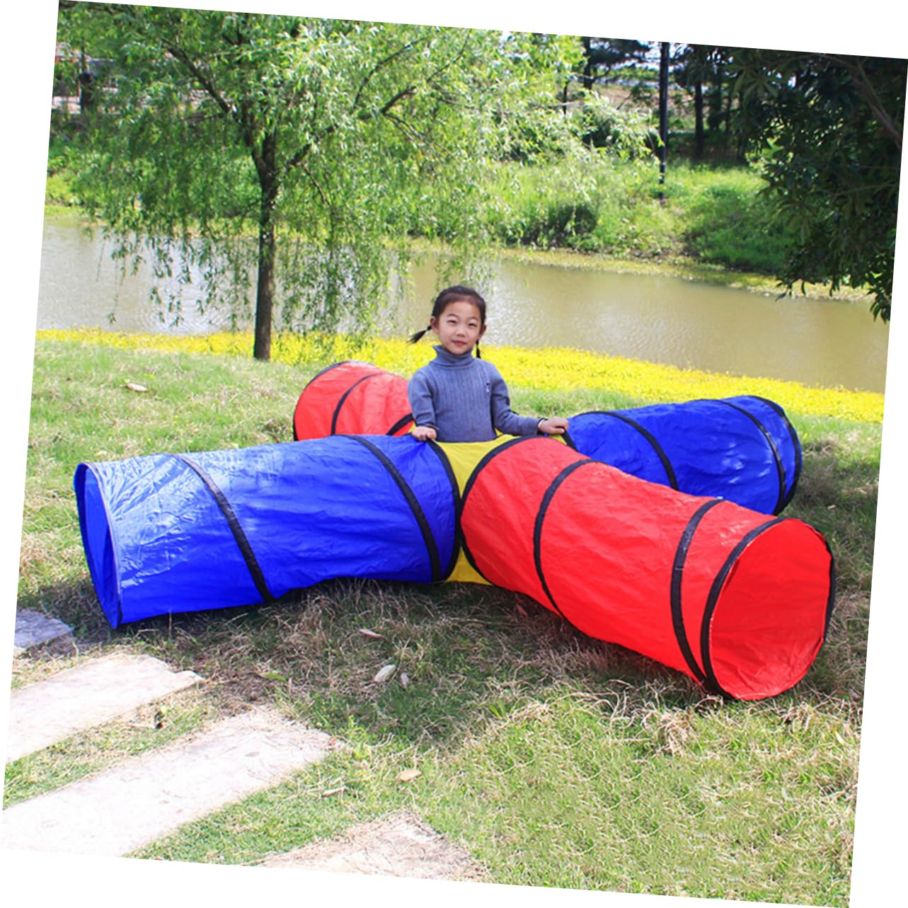 Túnel de Juego para Niños de Tela Cuatro Túneles Plegable | Uso Interior y Exterior, Apto para Gateo, para Guardería y Juego Diario