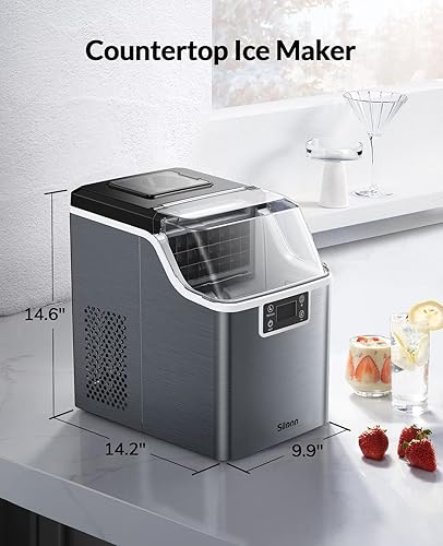 Miniatura 6 de Silonn Máquina para hacer hielo para encimera, 26 libras en 24 horas, cubitos de hielo listo en 6-8 minutos, máquina de hielo autolimpiante con