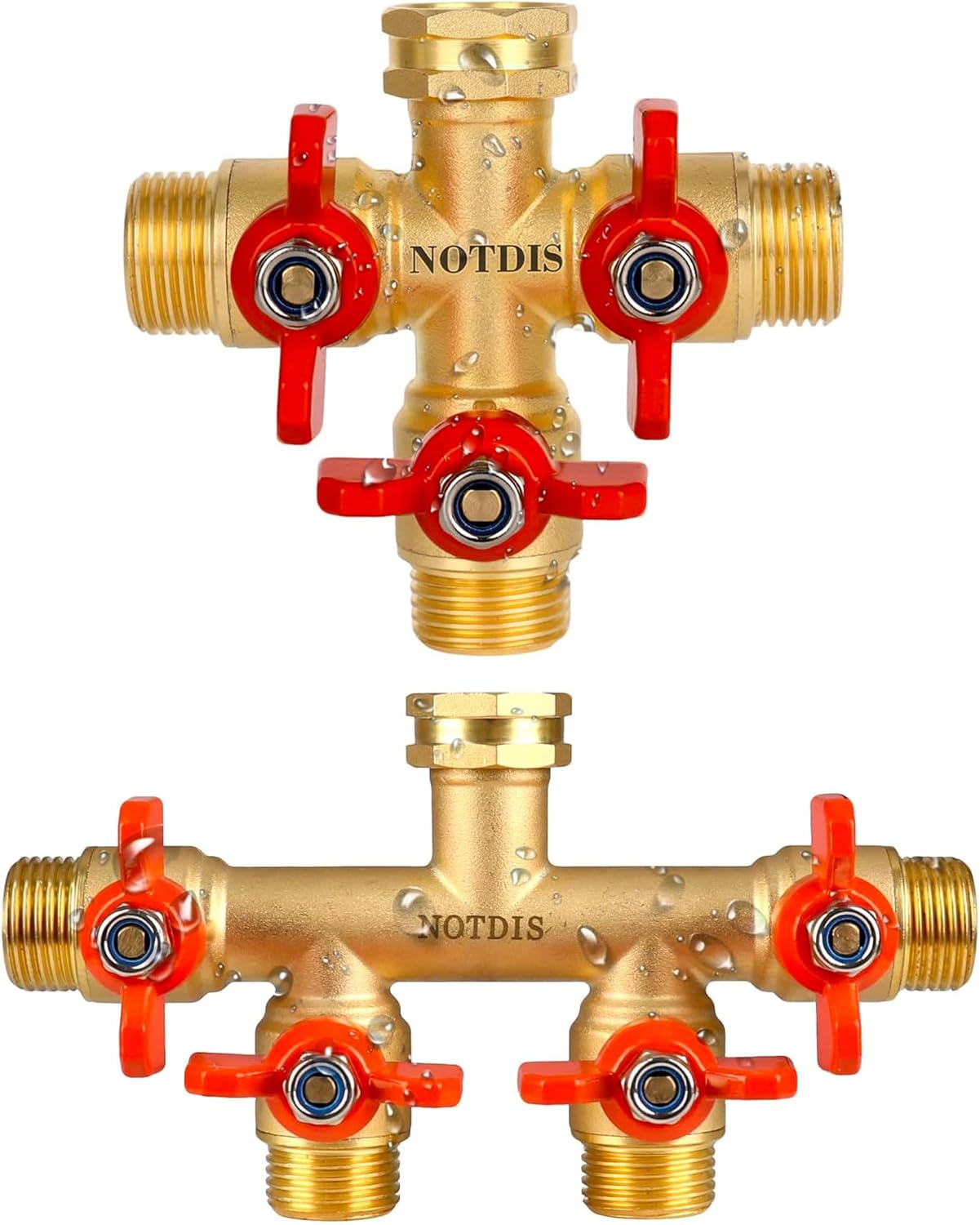 Full Flow Hose Splitter 3 Way Heavy Duty & 4 Way Brass Full Flow Hose Splitter