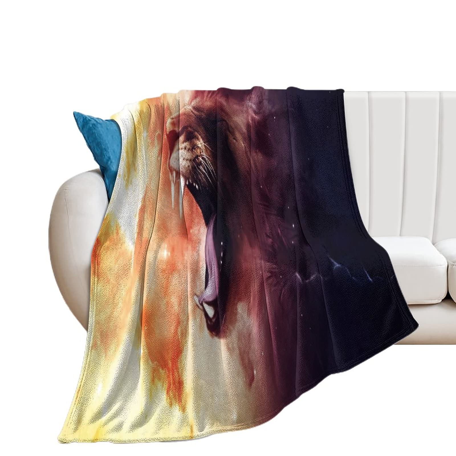 Couverture lion abstrait en polaire douce 130x150cm pour lit et canapé