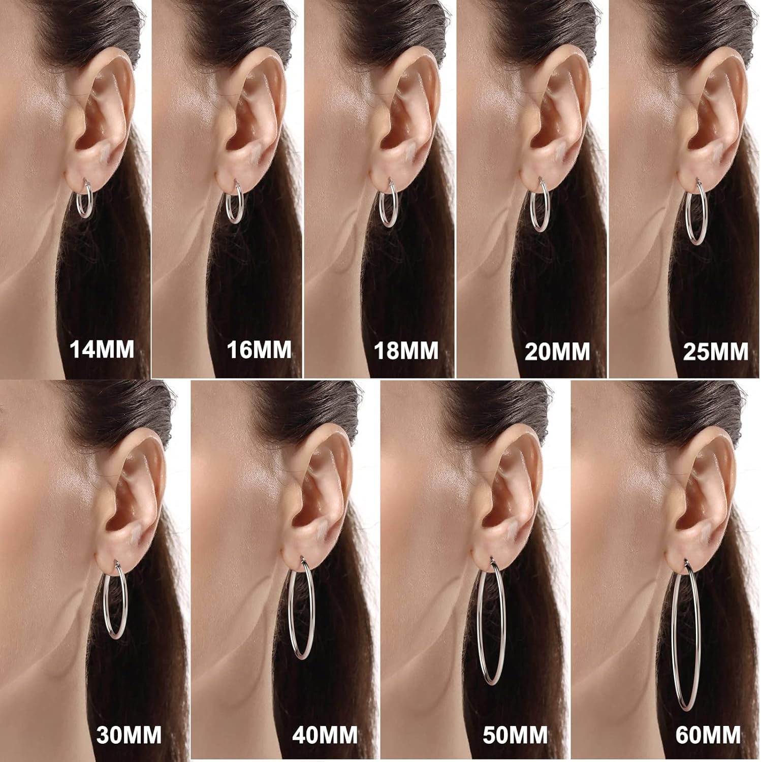 Sterling Silver Hoop Earrings for Women Dainty Small Hoop Earrings Hypollergenic Sterling Silver Earrings Set Pack of 2 14mm 16mm