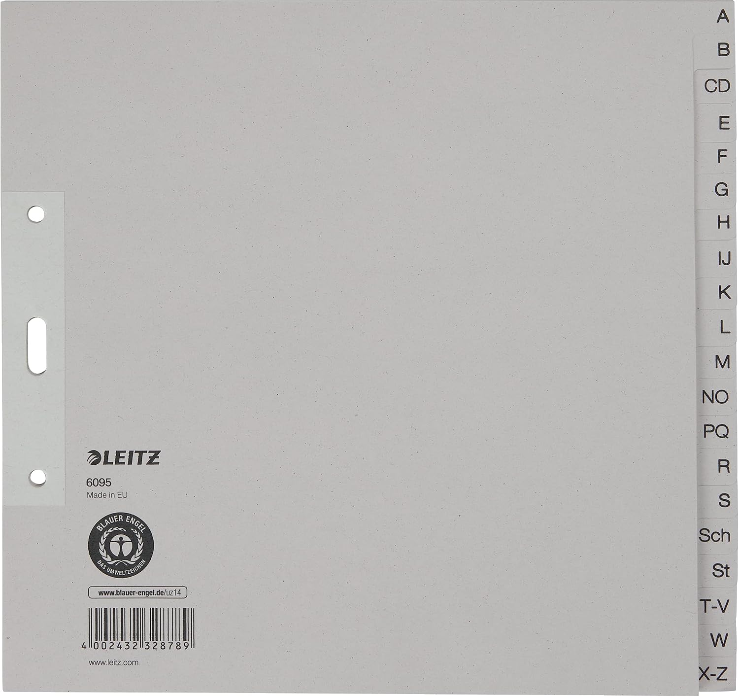 Esselte Leitz A-Z Paper Index, A4, Half Height, Paper, 20 Sheets, Grey