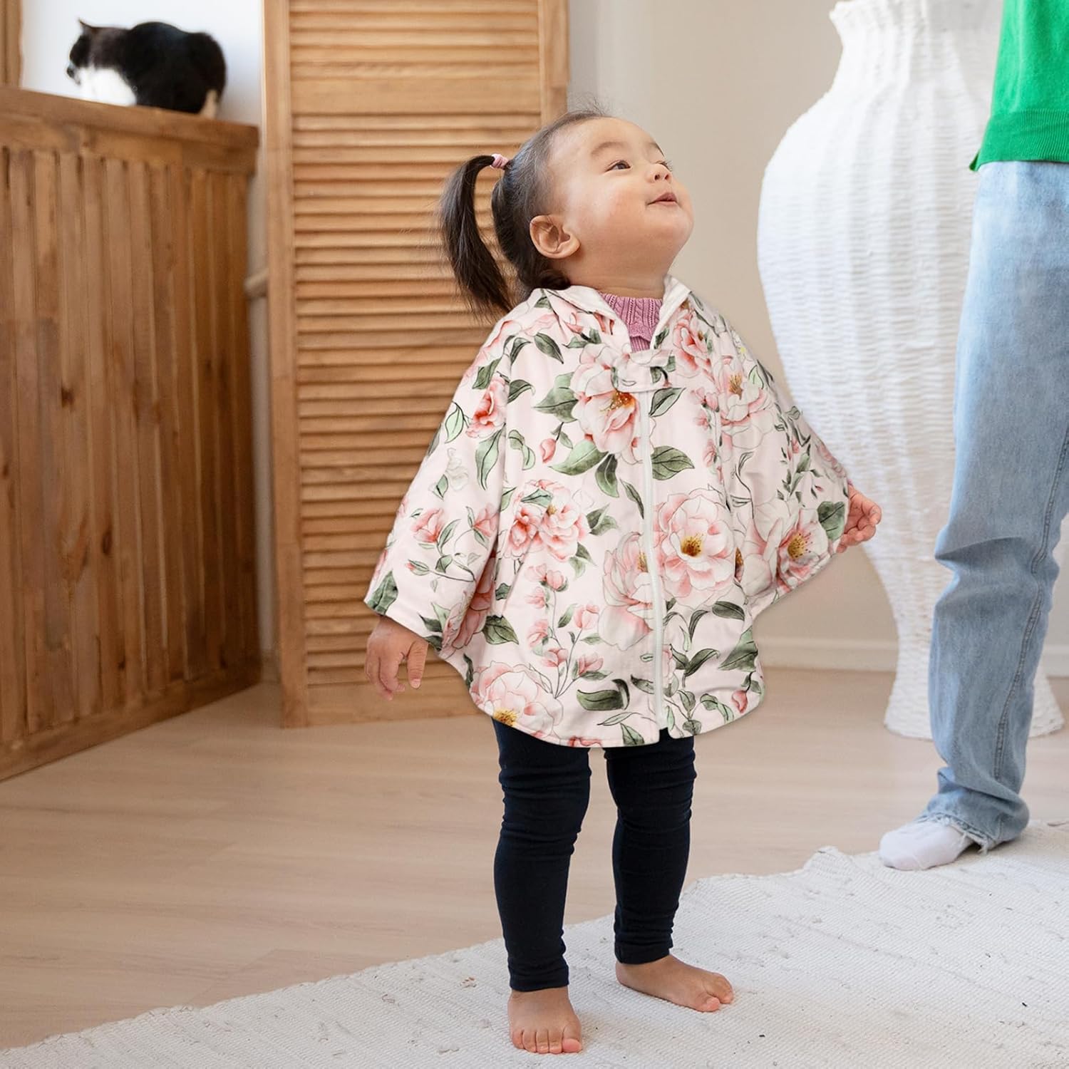 Baby Car Seat Poncho, Baby Cape Hooded Ponchos, Windproof Poncho Cape Cloak for Kids, Coat for 0-4 Year Girls - Image 3