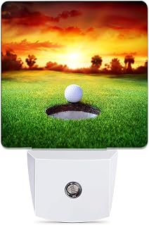 Golf Ball On Lawn Sunset Dusk to Dawn Night Light, Auto Sensor Lamp Home Indoor Stairway Kitchen Corridor, Night Lights Plug into Wall Decor, Boys Girls Women Men Room Gifts