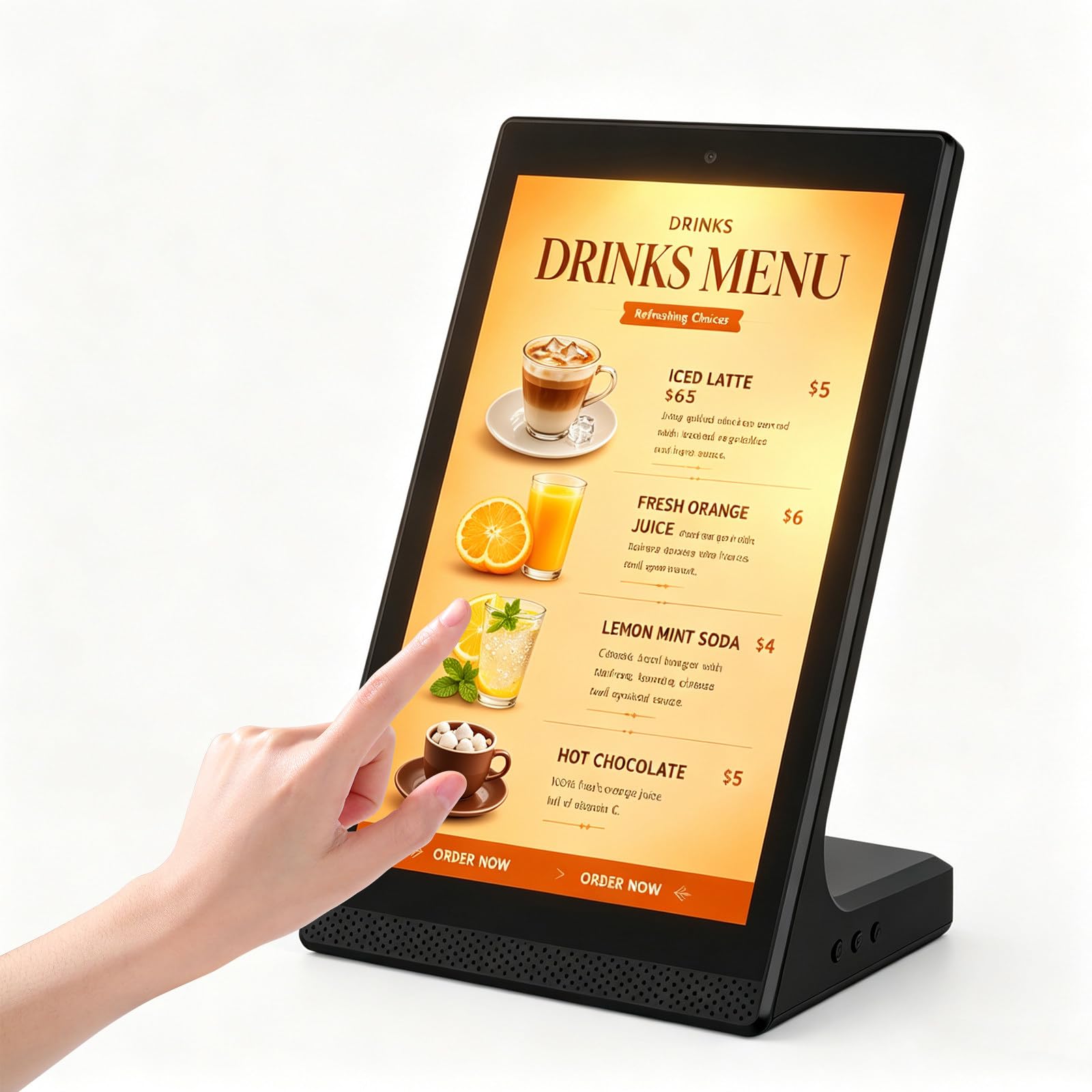RUODATONLY 15.6 Inch Standing Digital Signage Display, Touchscreen Digital Menu Board with WiFi USB, Vertical Advertising Display Board for Restaurant Countertop Retail Store