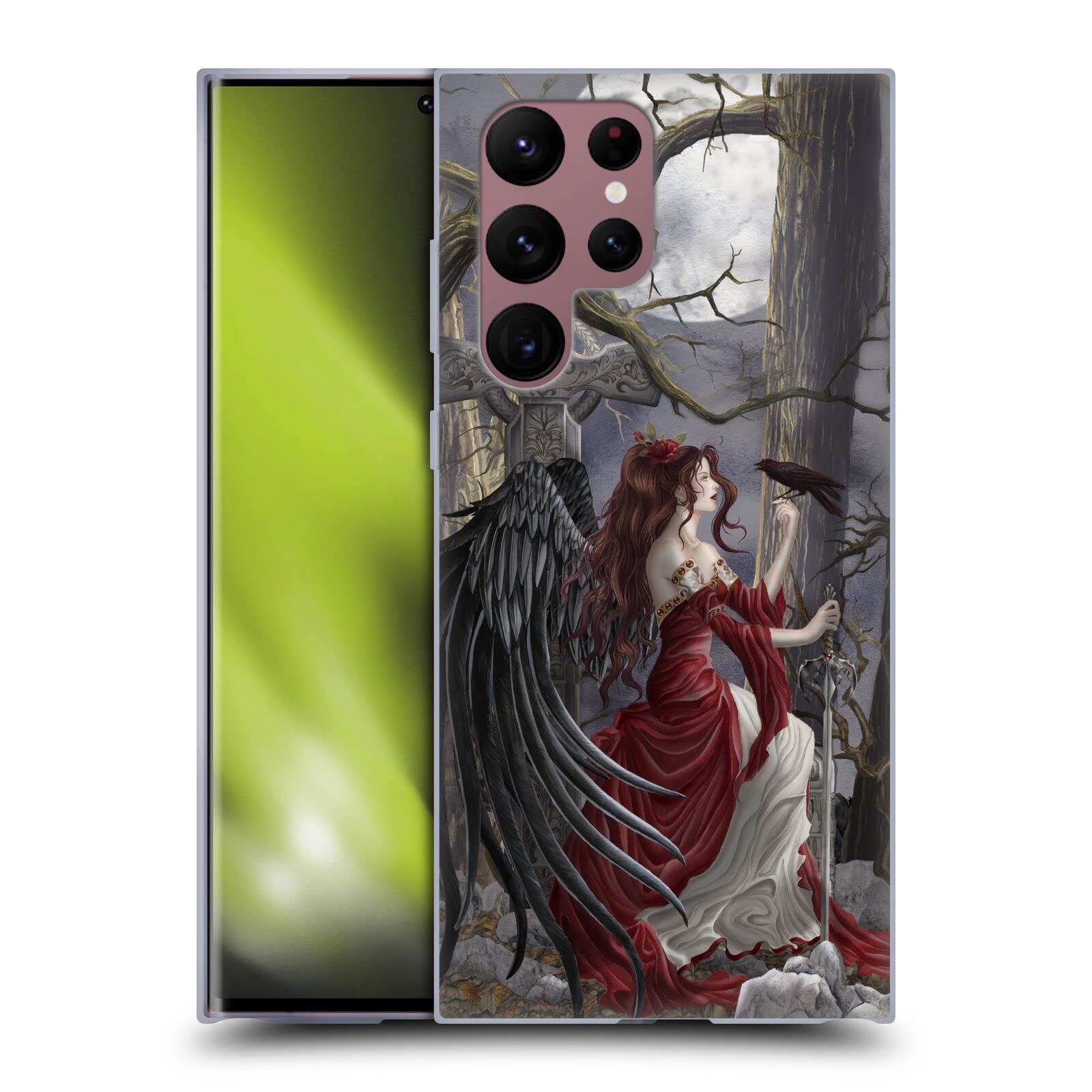 Head Case Designs Officially Licensed Nene Thomas Dark Angel Fairy with Raven Deep Forest Soft Gel Case Compatible with Samsung Galaxy S22 Ultra 5G