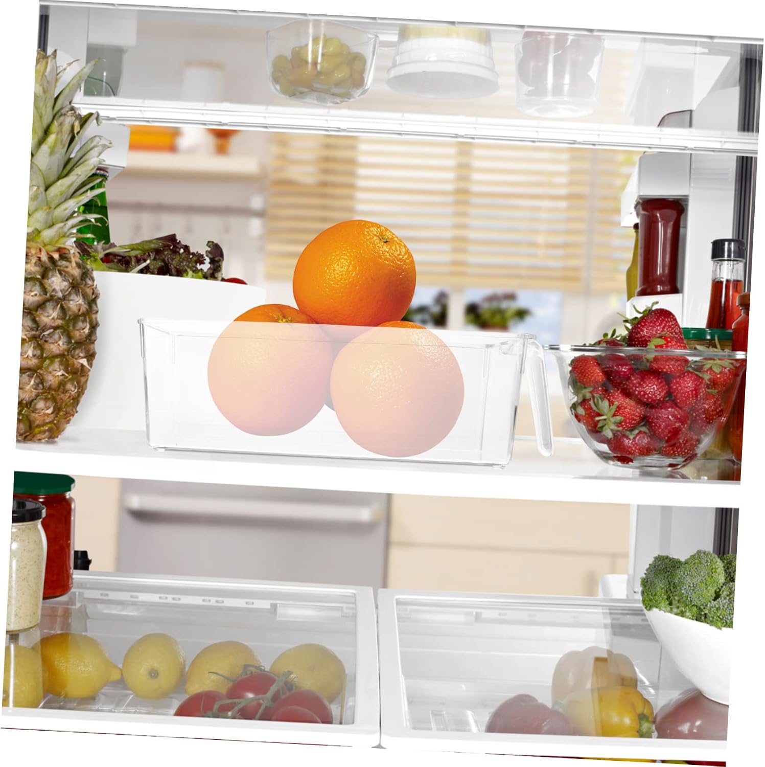 2pcs Fridge Organizer Bins Food Preservation Box for Beer Beverage Containers Refrigerator Box