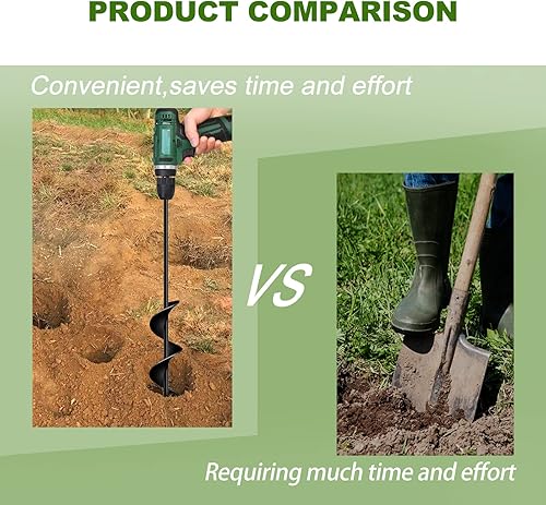 Miniatura 27 de LONGRUN Broca manual de excavación de agujero de jardín, taladro manual para plantar, maceta en espiral para bombilla, flor, árbol, plántulas
