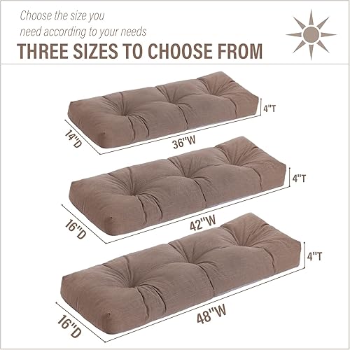 Miniatura 3 de Tiita Cojín de banco para exteriores, 48 x 16 pulgadas, impermeable, para muebles de patio, cojines duraderos para asiento de banco de patio, cojín