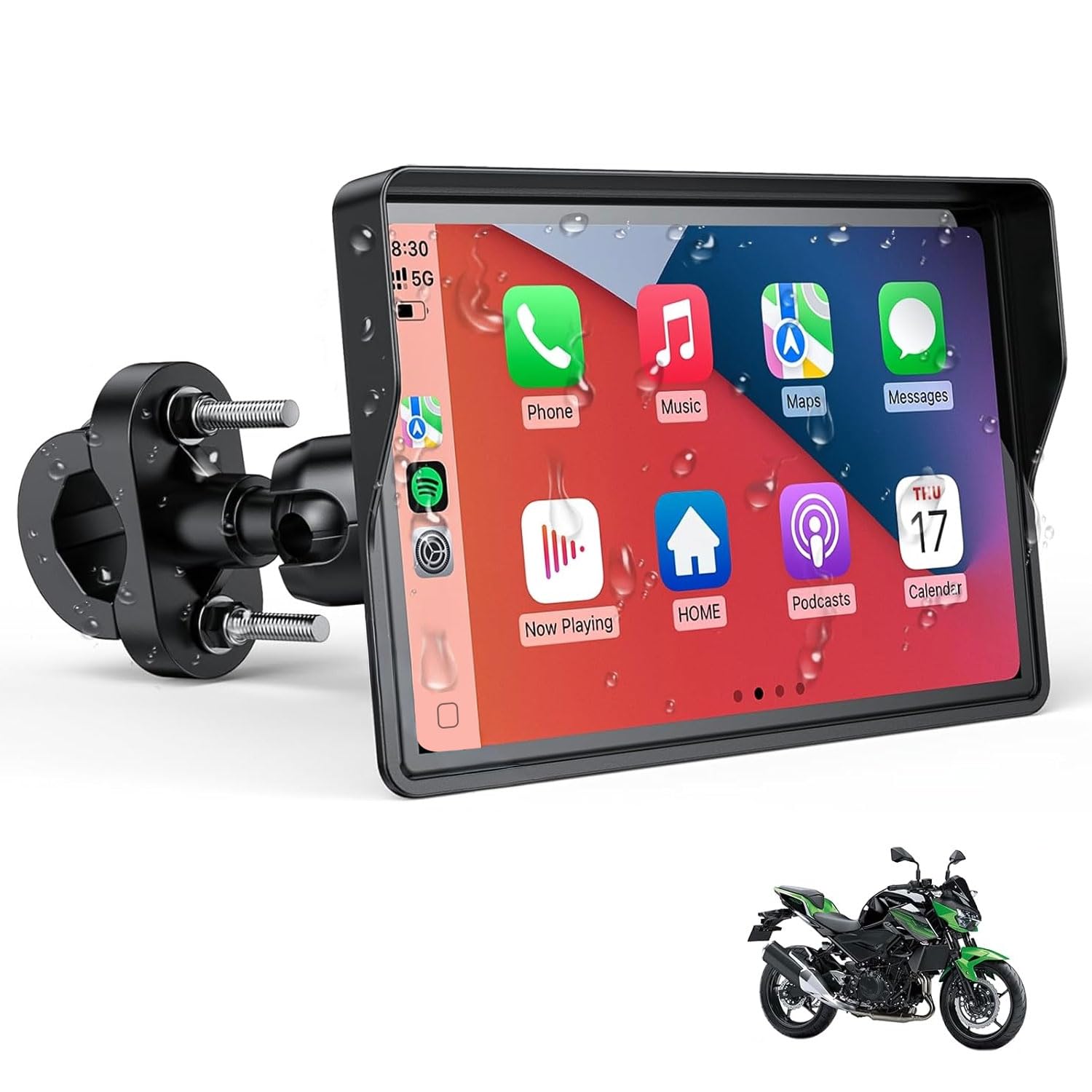 WonVon 6.25 Pulgadas CarPlay para Motocicleta Sistema de Navegación GPS con Apple CarPlay y Android Auto Pantalla Portátil con Doble Bluetooth, Navegación, Siri, Asistente de Google Soporte magnética — view 14