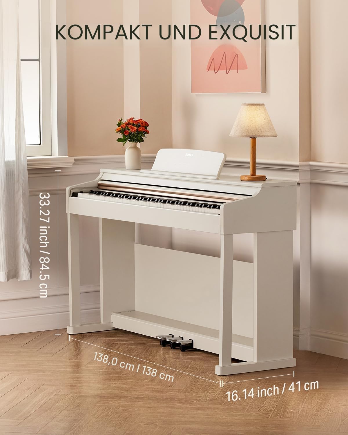 Donner Digitalpiano 88 Tasten Gewichtet DDP-100, Anfänger Keyboard Piano Bundle mit Möbelständer, Netzadapter, Weiß