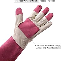 Vista 2 de HLDD HANDLANDY Long Gardening Gloves for Women Men - Leather Rose Pruning Gloves Thorn Proof - Breathable Working Glove