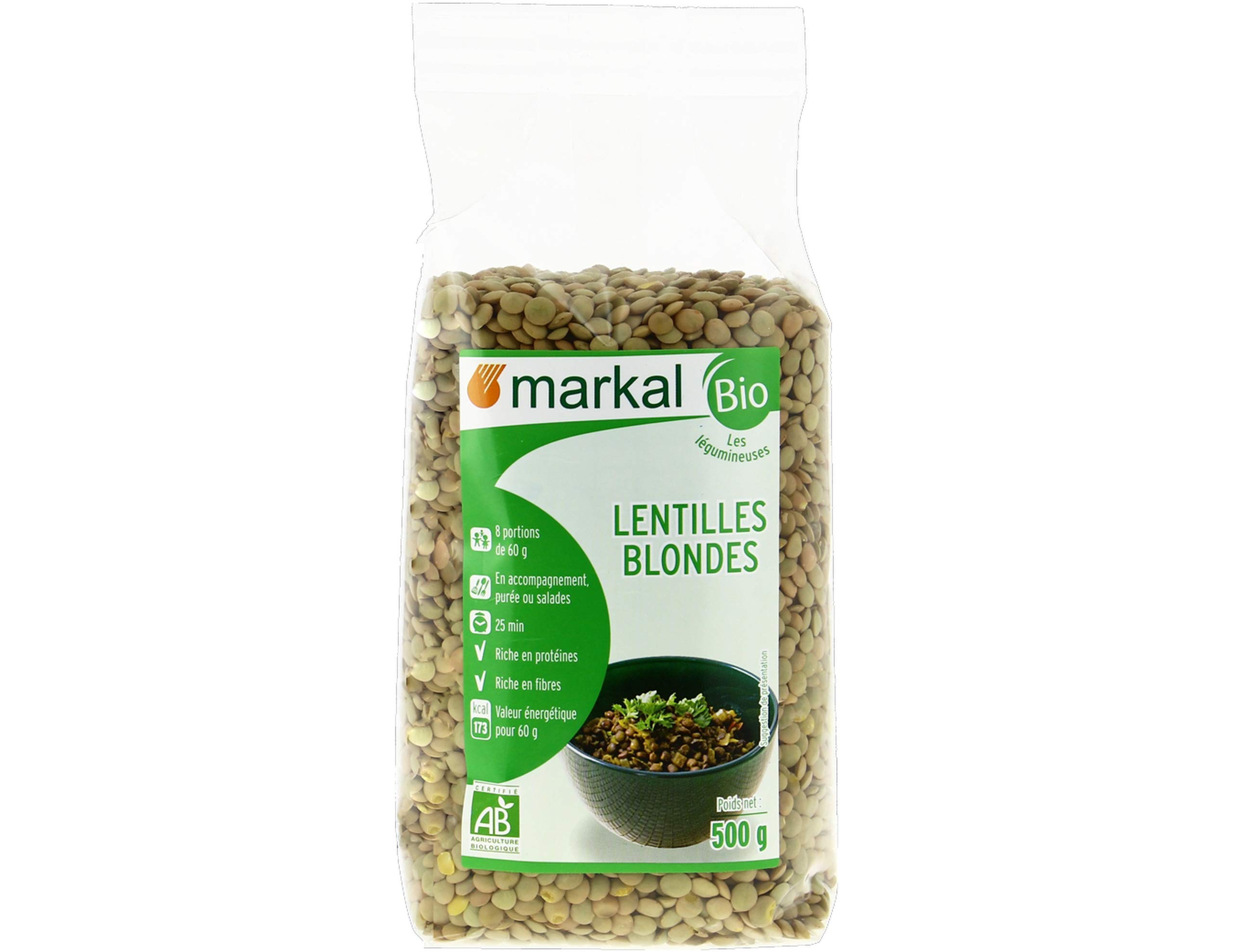 MARKAL Lentilles Blondes 500G Bio - Le paquet de 500g
