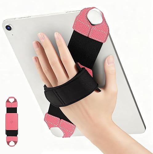 Miniatura 9 de Fintie - Soporte universal de correa de mano para tabletas de 9-11 pulgadas, eReaders, 360 grados de giro, cuero PU, asa portátil ajustable y segura