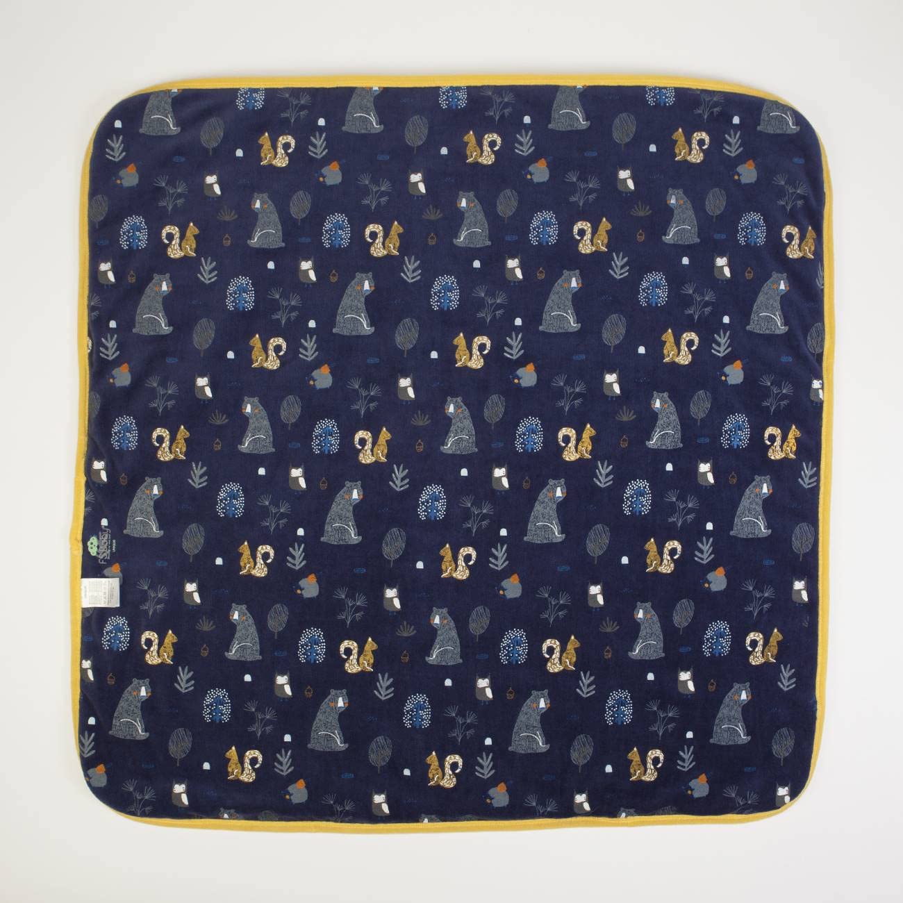 Manta para bebé de chenilla estampada 80 x 80 cm Azul Amigos del Bosque
