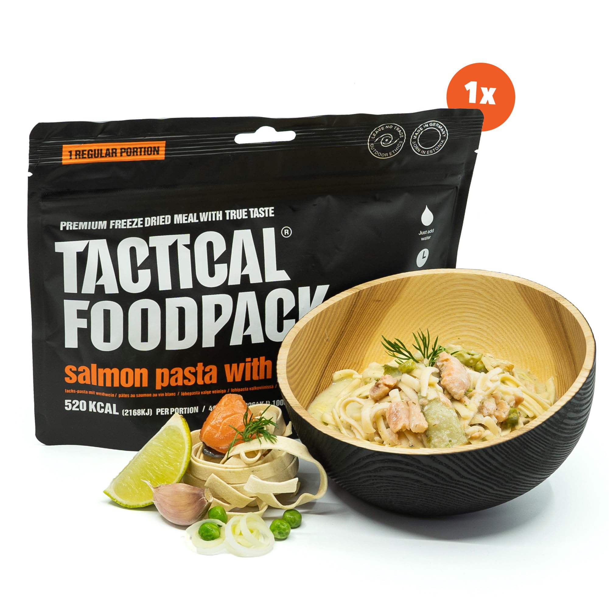 Tactical Foodpack 3er Set Mix – Fertiggerichte für Notfallrucksack & Outdoor – Gefriergetrocknetes Essen Camping Set – Nudeln mit Hähnchen, Pilzrisotto & Pasta mit Lachs und Weißwein