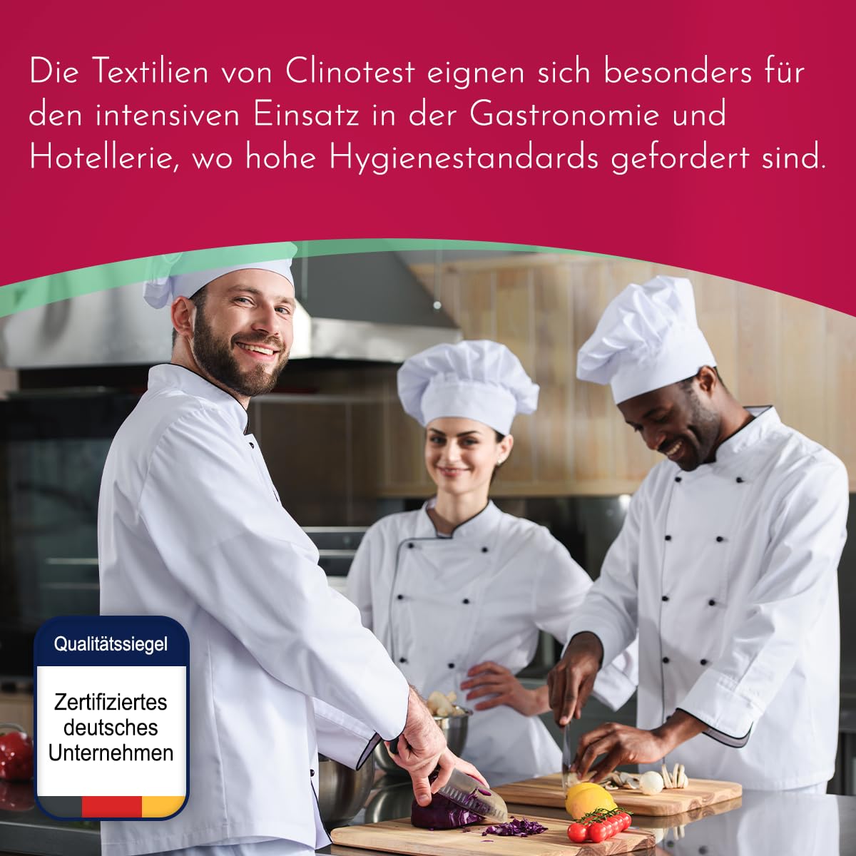 Clinotest Set aus Kochjacke und Hose Unisex Langarm – Kochfest bis 95°C – Strapazierfähig & langlebig – Perfekt für Profiköche & Gastronomie