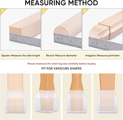 Miniatura 50 de BALEINE - Protectores de silicona para patas de silla, tapas protectoras de patas de taburete, tapas antideslizantes para patas de silla para suelos