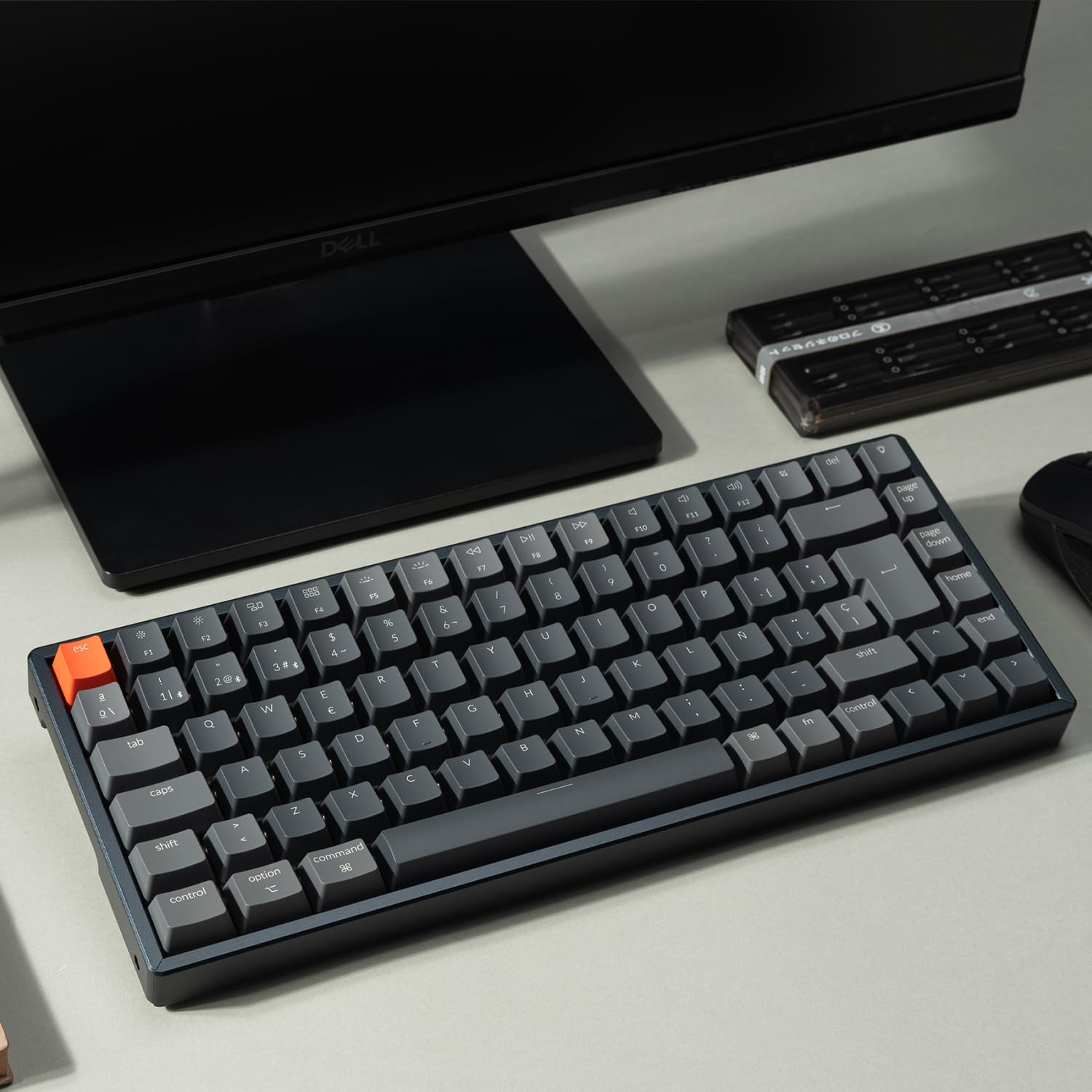Keychron K2 75% diseño Teclado Mecánico Inalámbrico Bluetooth, Compacto Retroiluminación LED Blanca Teclado con Cable USB-C Recargable, Interruptores Rojos Gateron G Pro para Mac/Windows(ES Layout)