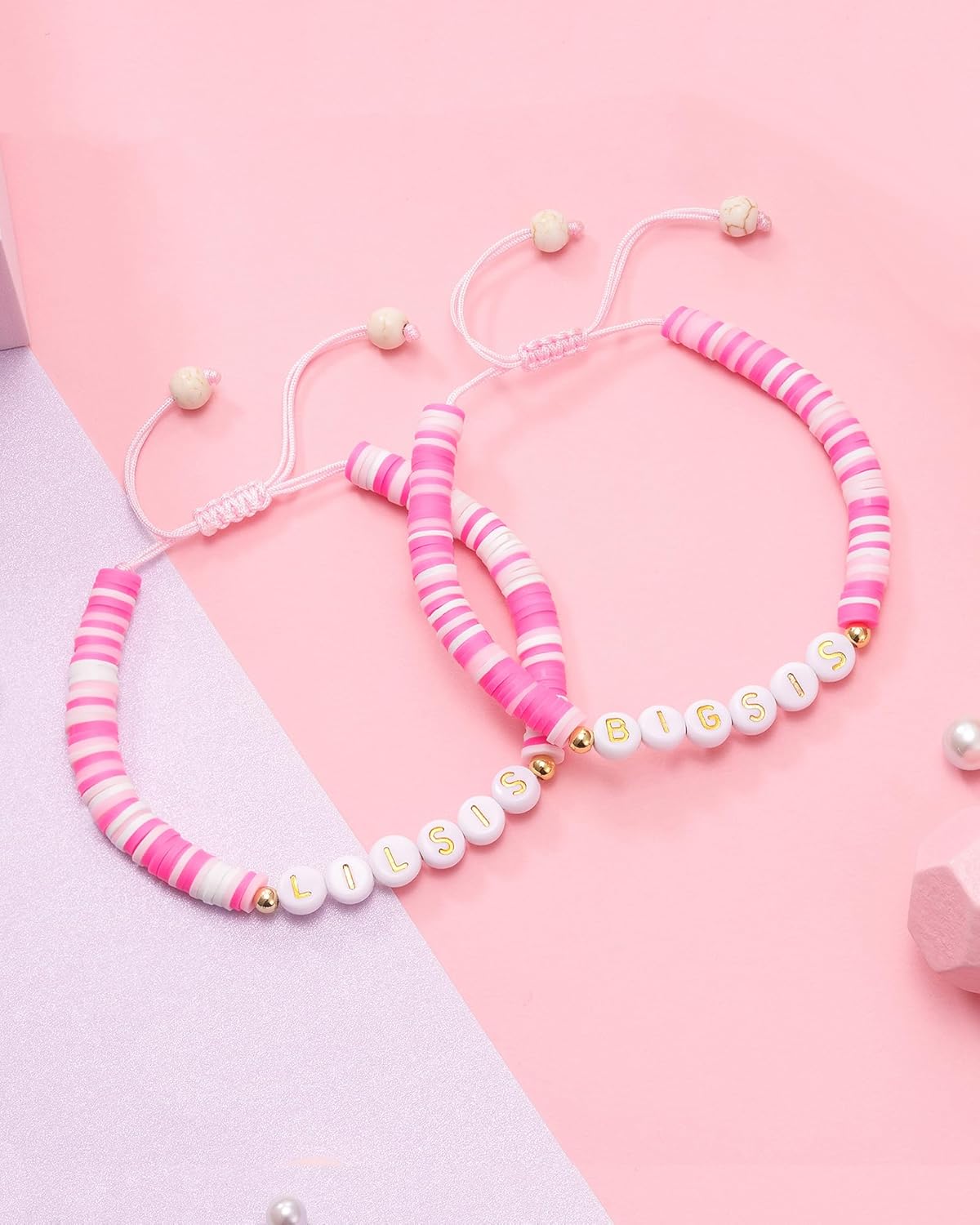 Shonyin Matching Sister Bracelets for 2 Big Sister and Little Sister, Sisters Gifts for Valentines Day Easter Mother's Day Birthday Christmas New Year, A Gift to strengthen Sister's Friendship - Image 2