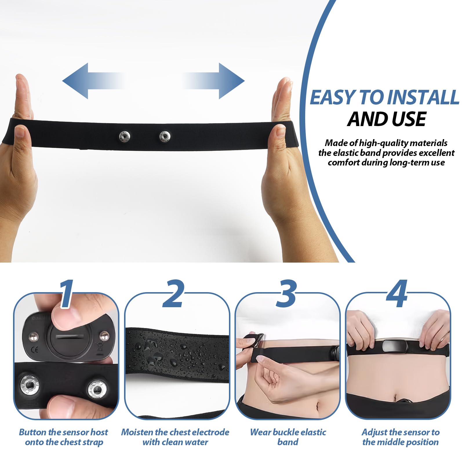 Ersatzgurt für ANT+ und Bluetooth Brustgurt Polar H9- Kompatibel mit Coospo, Wahoo - Universelle Größe M-XL (65cm bis 95cm) - Zuverlässige Herzfrequenzüberwachung für Walken Joggen Langstrecke