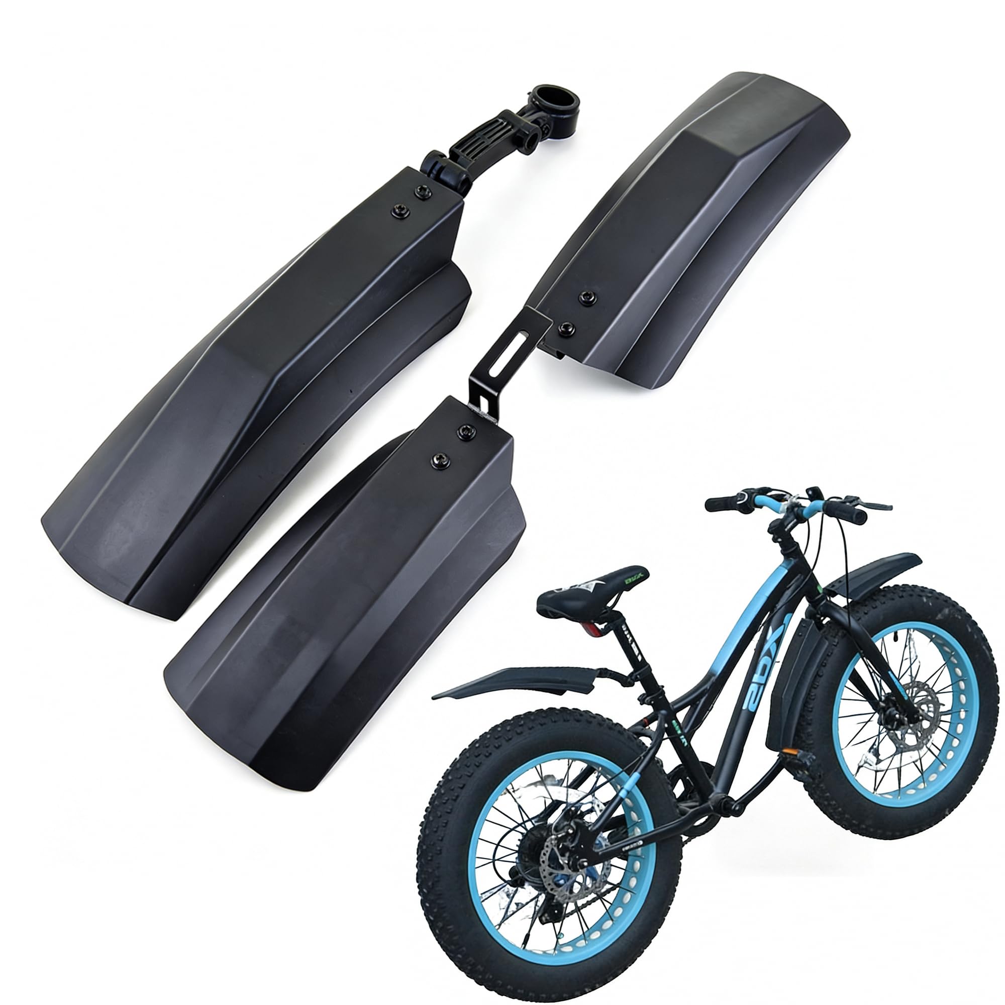WIROJ BlueSunshine Fat Tire Bike Fenders, 26 inch Snow Bicycle Bike Front Rear Mudguard Cycling Bike Fender for Mountain Bike