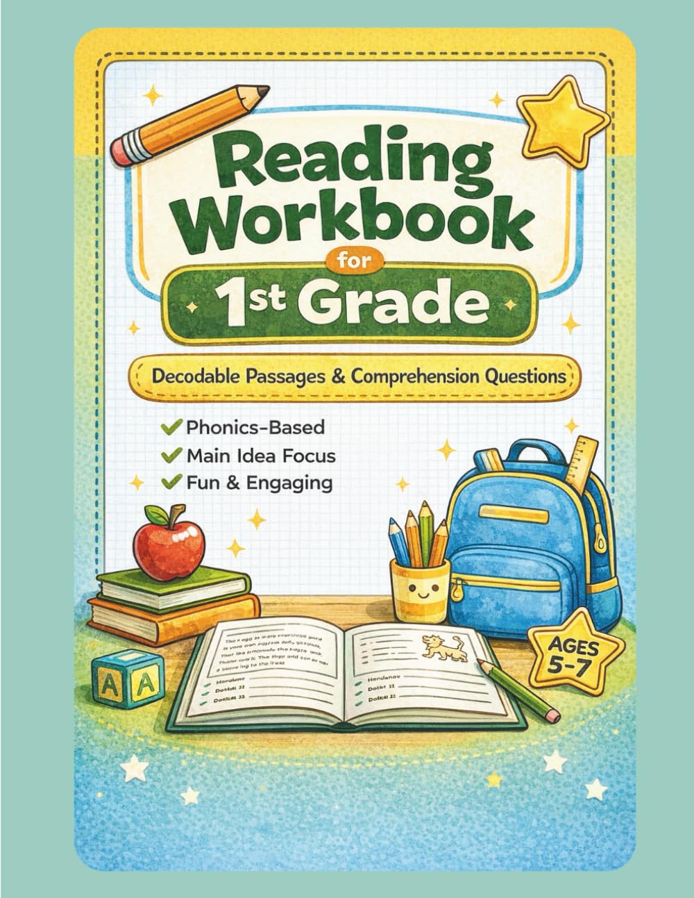 Reading Workbook for 1st Grade: Decodable Passages with Comprehension Questions and Main Idea Practice