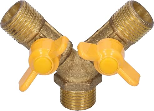 Heavy Duty Brass 3-Way Gas Valve Y Splitter - G1/2 Male Thread Dual Shut Off Ball Valve for Natural Gas & Propane - 2 Independent Switches Fuel Hose Connector NOT 1/2 NPT