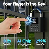 Vista 4 de Candado inteligente de huellas dactilares con código, cerradura de combinación resistente con llave, control de aplicación Bluetooth, bloqueo