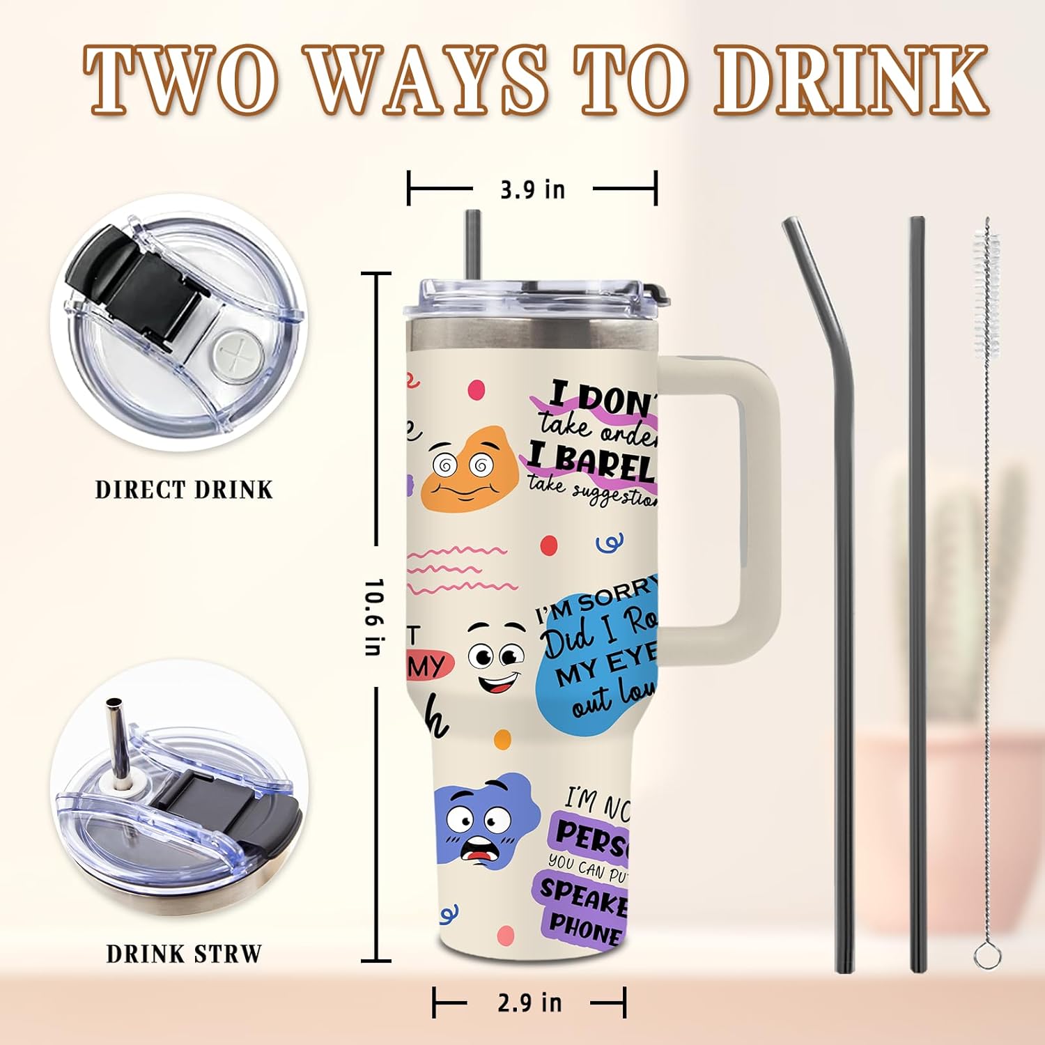 DUUV 40 Oz Funny Tumbler with Handle and Lid, Motivational Saying Cup for Work Office Coworkers, Encouragement Gifts for Birthday Christmas, 1PCS - Image 3