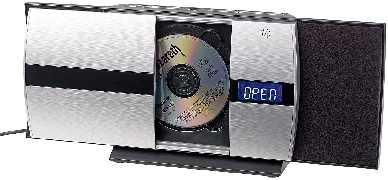 auvisio impianto musicale verticale: Verticale Impianto stereo HiFi, Bluetooth 2.1, Lettore CD (radio da parete con cd, muro lettore, microfono)