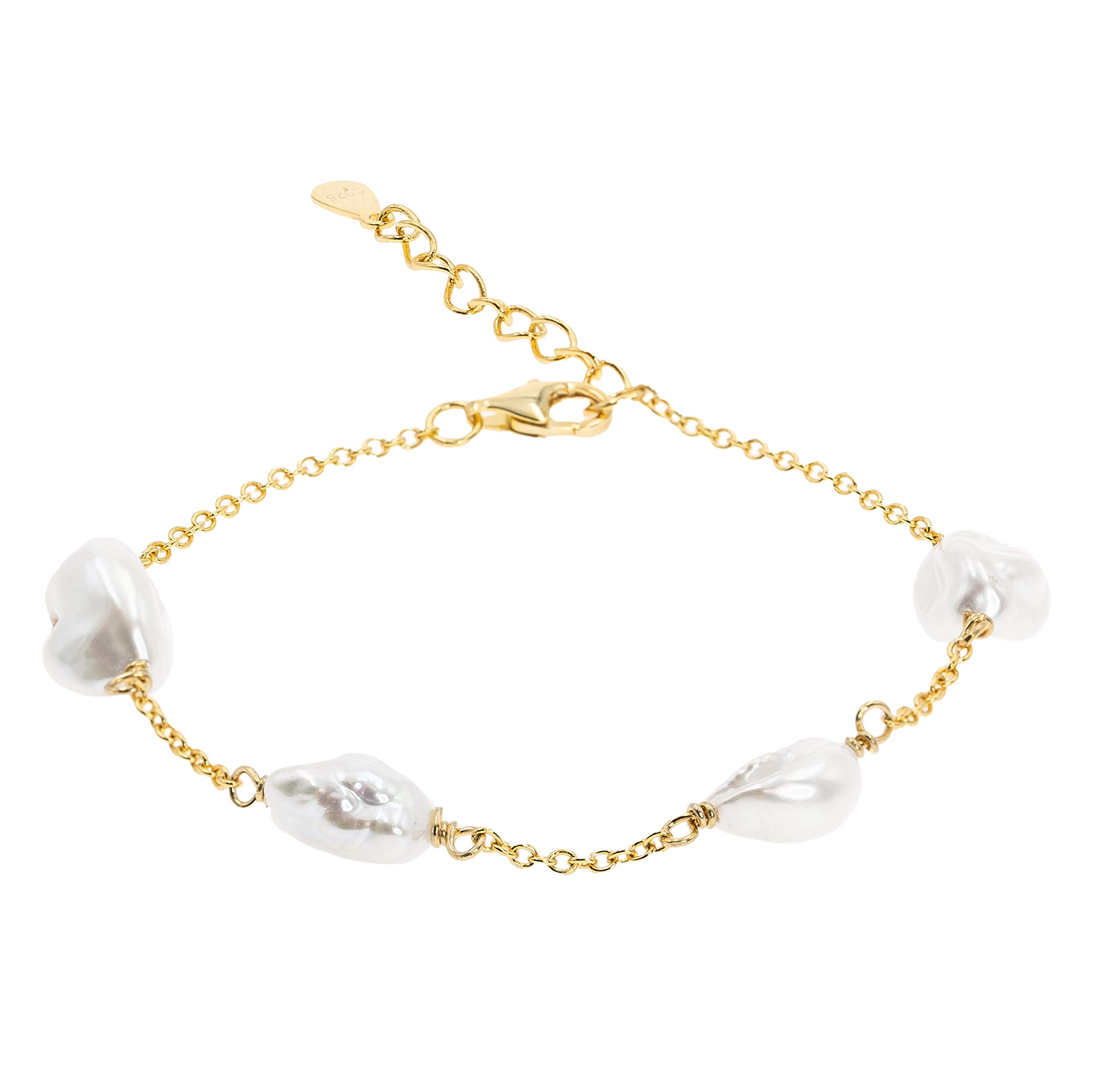 Bracciale di perle coltivate d'acqua dolce Forma Keshi barocco - Catena