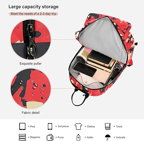Miniatura 6 de Mochila de tenis de bádminton linda y resistente camuflaje rojo camuflaje 2 raquetas de tenis, bolsa de gimnasio para hombres y mujeres, bolsa