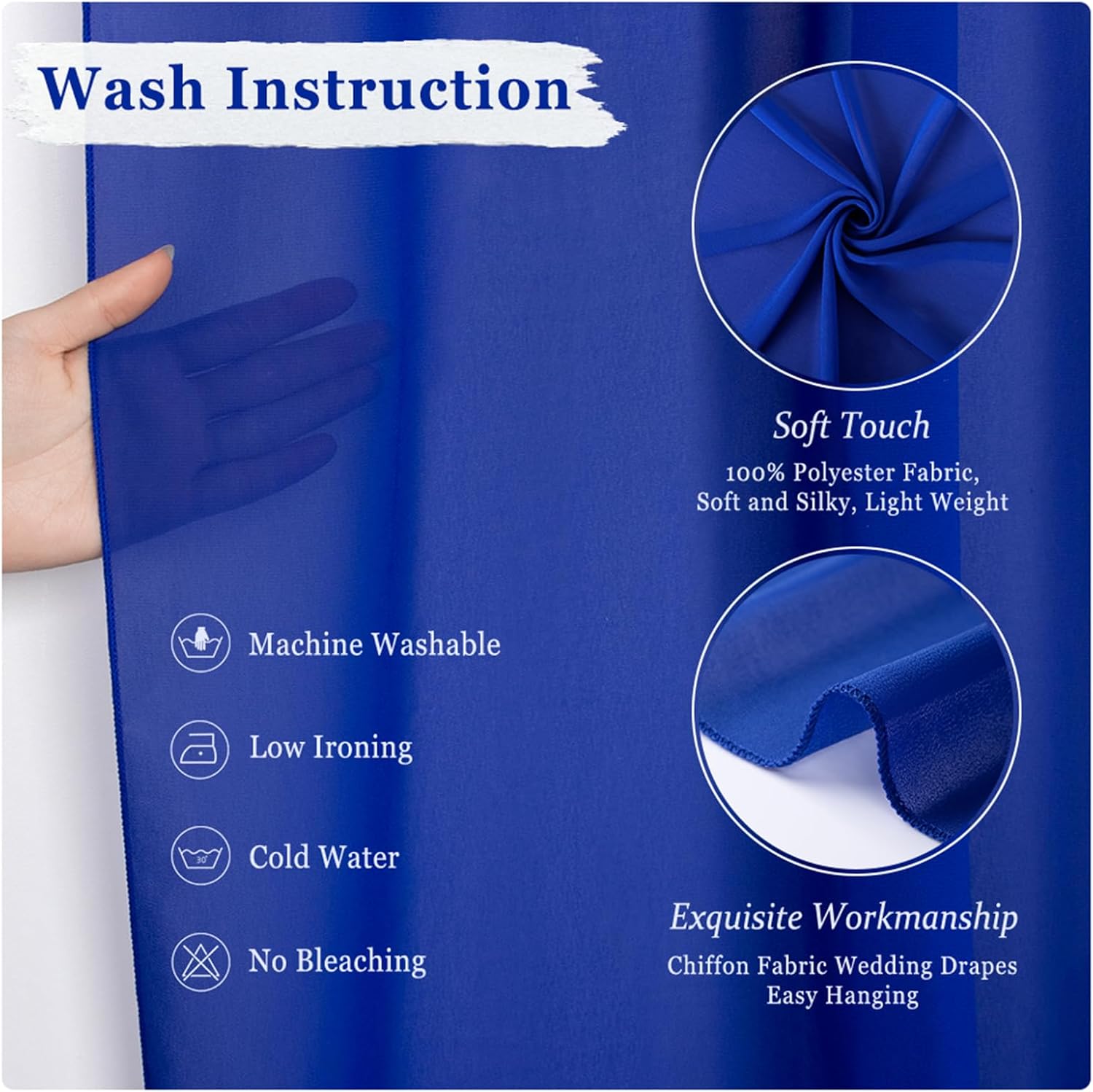 AMZLOKAE Wedding Arch Draping Fabric - Blue Chiffon Drapes, 29" X18Ft,4 Panels Blue Sheer Curtains - Wedding Backdrop Drapery for Birhday Party Ceilings Chiffon Draping