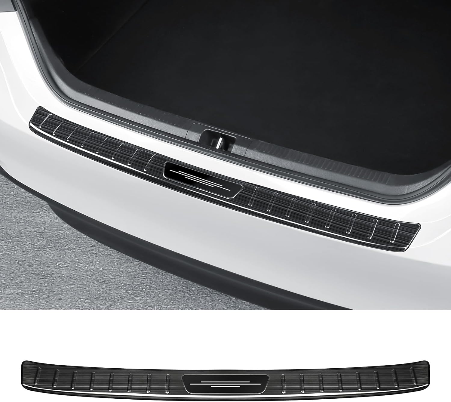 Exterior Rear Bumper Protector for Toyota Camry 2018-2024 2025 2026 (Include Hybrid) Accessories Stainless Steel Rear Bumper Guard Trunk Sill Protector (Black Brushed)