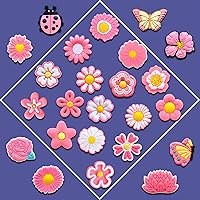 Vista 3 de 24 dijes de flores rosas para zapatos de zueco, sandalias, pulseras, dijes lindos, Metal no precioso., No es una piedra preciosa