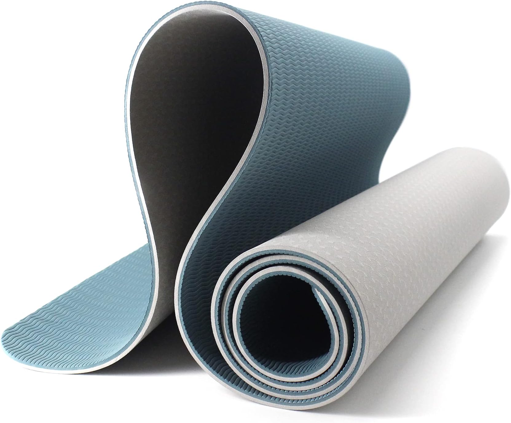 KK KONEX DUAL COLOR DOUBLE SIDED TPE YOGA MAT FOR MEN AND WOMEN FOR FITNESS EXERCISE MEDITATION PILATES WITH FREE COVER 6MM THICKNESS GREEN