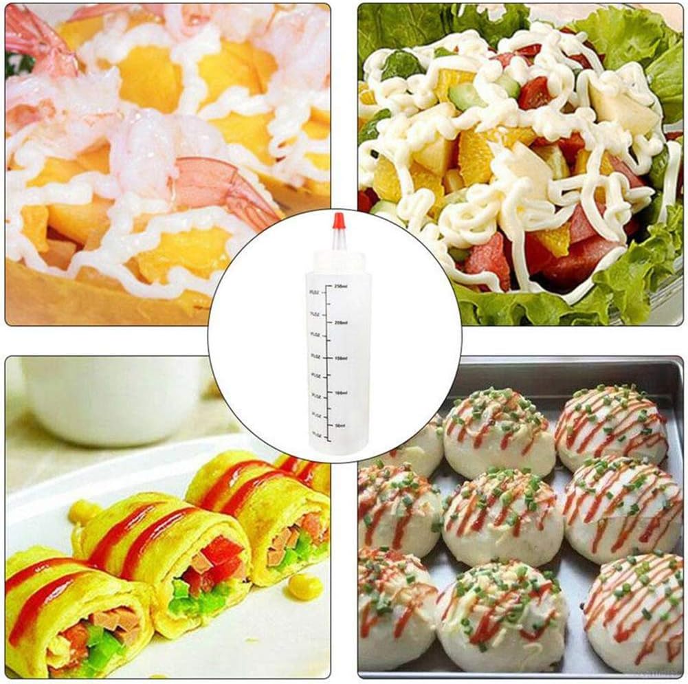 12 Pack 8 oz Plastic Squeeze Bottles,Polyethylene Durable Plastic,Clear Bottles,Red Cap,for Ketchup,Condiments,BBQ Sauce,Dressing,Barbecue,Grilling,Crafts,Syrup and More