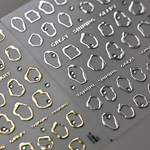 2 Sheets Gold Silver Nail Stickers 5D Self-Adhesive Nail Sticker for Nail Art with Rhinestones Design Gold Irregular Geometric Manicure DIY Accessories for Women