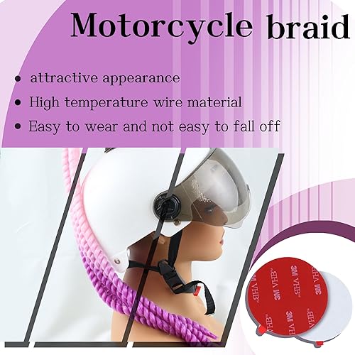 Miniatura 3 de Trenzas para casco de motocicleta, con ventosa desmontable, moño, para bicicleta, cola de caballo, cola de caballo, 1 unidad (casco no incluido)