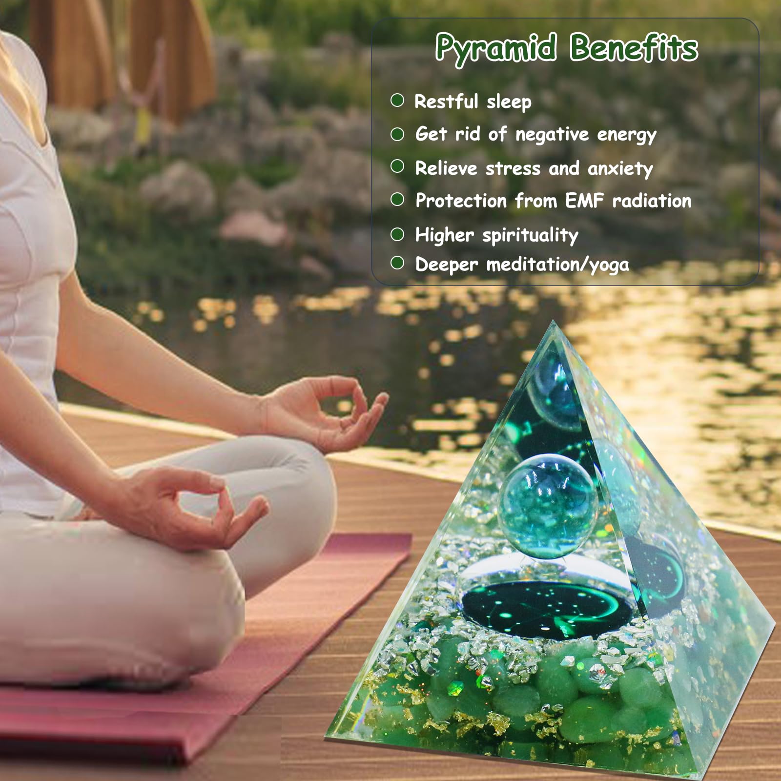 Crystal Pyramid, Green Aventurine Zodiac Sagittarius Orgone Pyramid, Healing Crystal - Image 4