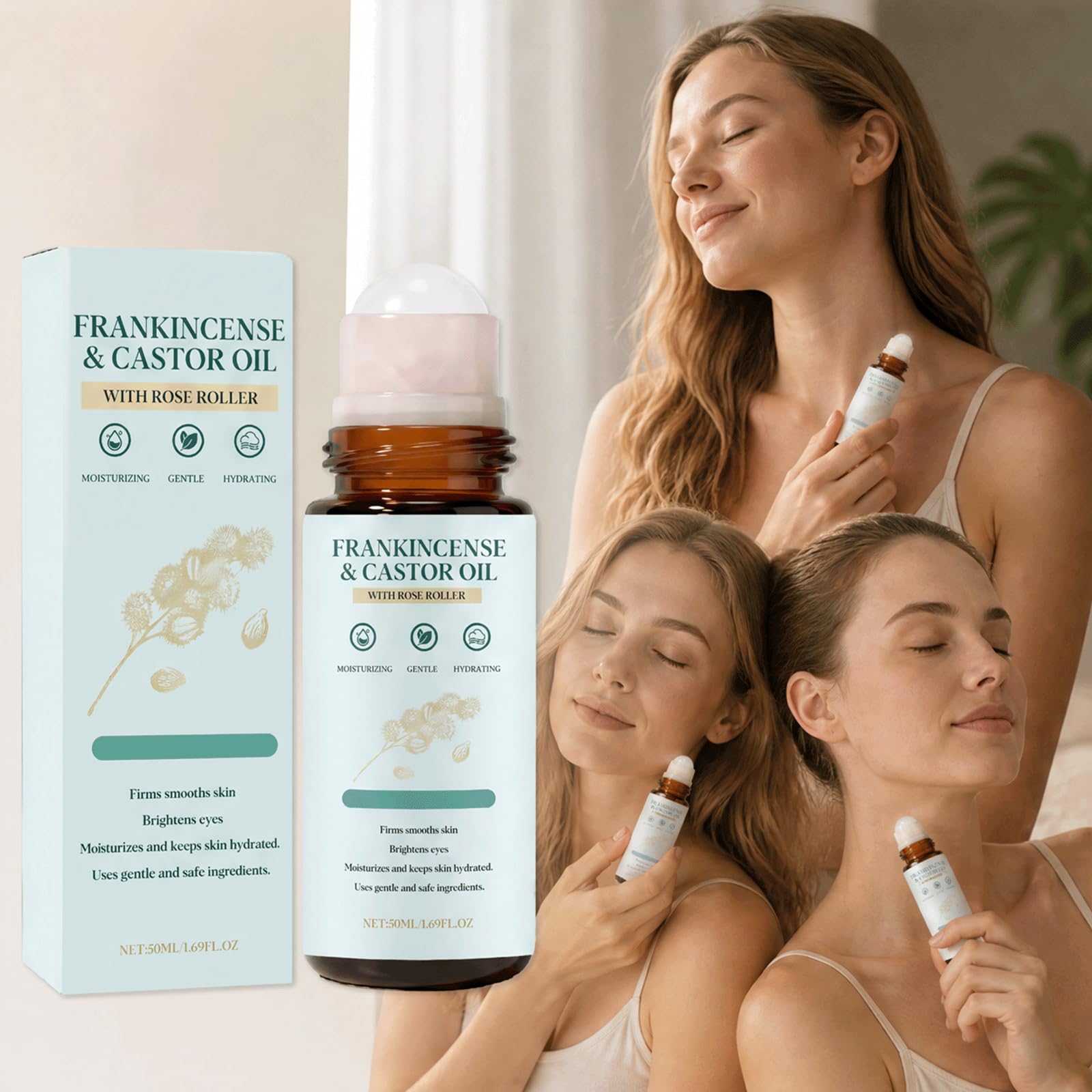 Podróż Organiczny olej rycynowy z kadzidła na cienkich liniach, ciemne kręgi - tłoczona na zimno kulka Rizinus Öl Rose Quartz, krepa do skóry i włosów (6szt)