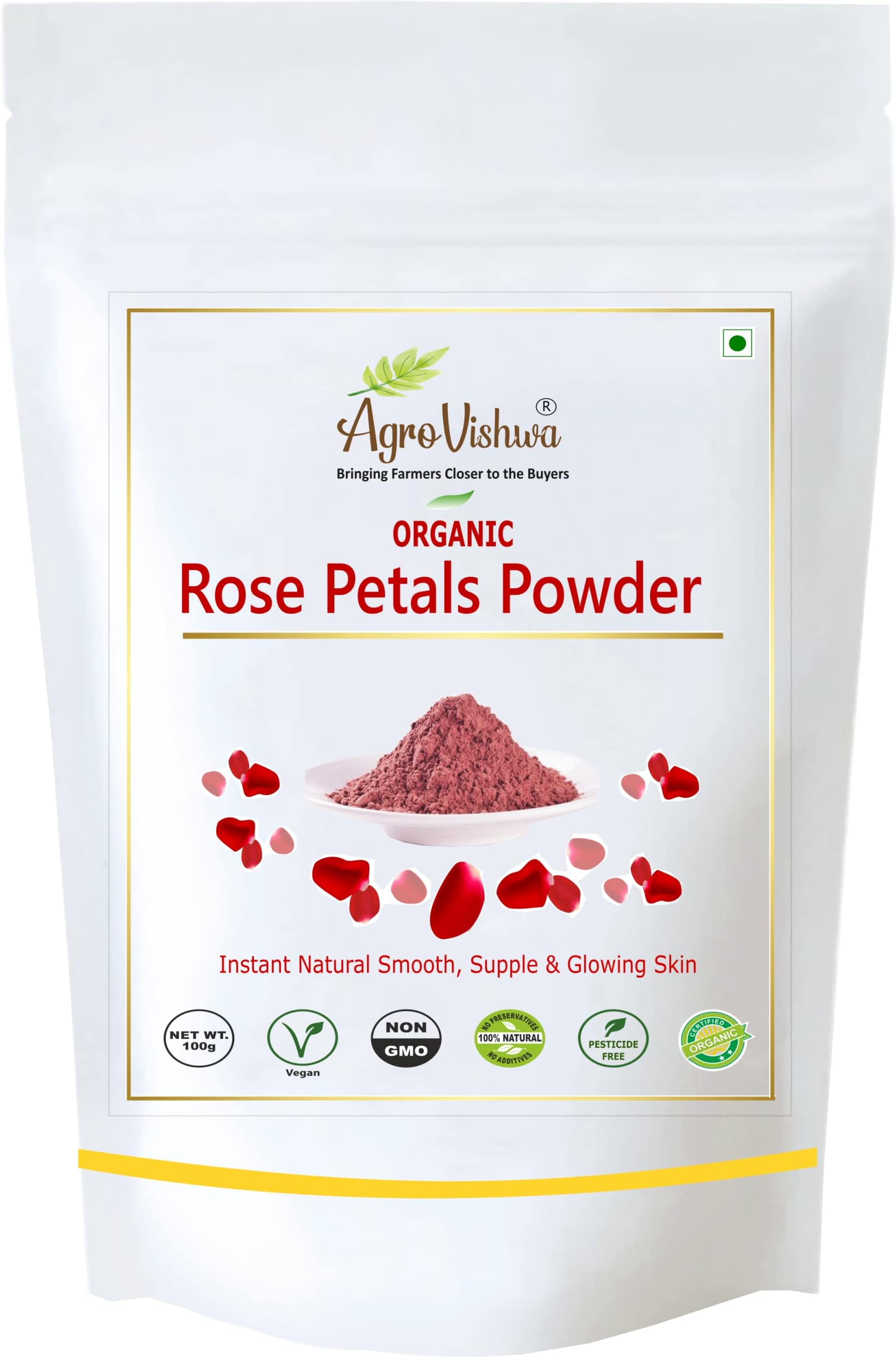 100% Pure And Natural Rose Petal powder Blemishes Facial mask, scrub, Face Pack, Rose Petal powder For Hair And Skin -100g