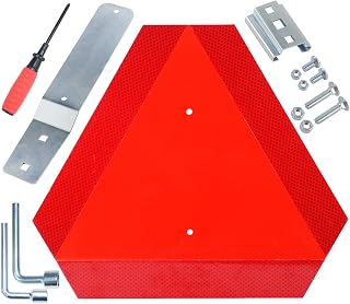 PVC Slow Moving Vehicle Bracket with Slow Moving Vehicle Sign for Golf Cart, Club Cars, Tractors, and any Utility Vehicles(1x PVC Slow Moving Vehicle Triangle+1x Sign Mounting Bracket)