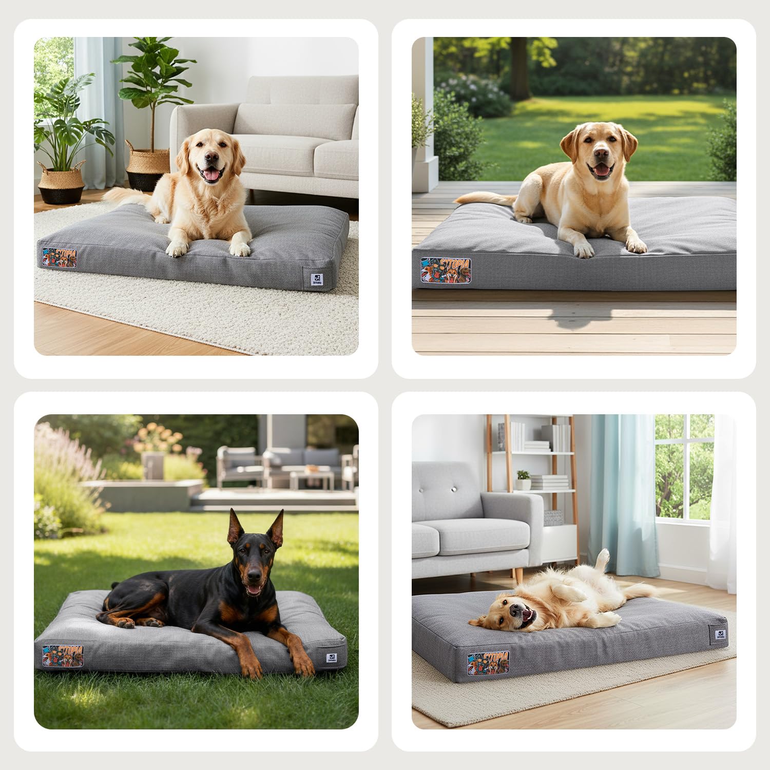 Sytopia 42 Inch Indestructible Dog Beds for Large Dogs, XL Chew Proof Dog Bed, Waterproof Pet Crate Pad with Chew-Resistant Removable Cover, Great for Indoor, Outdoor, Crate, Patio Use (Grey) - image 8